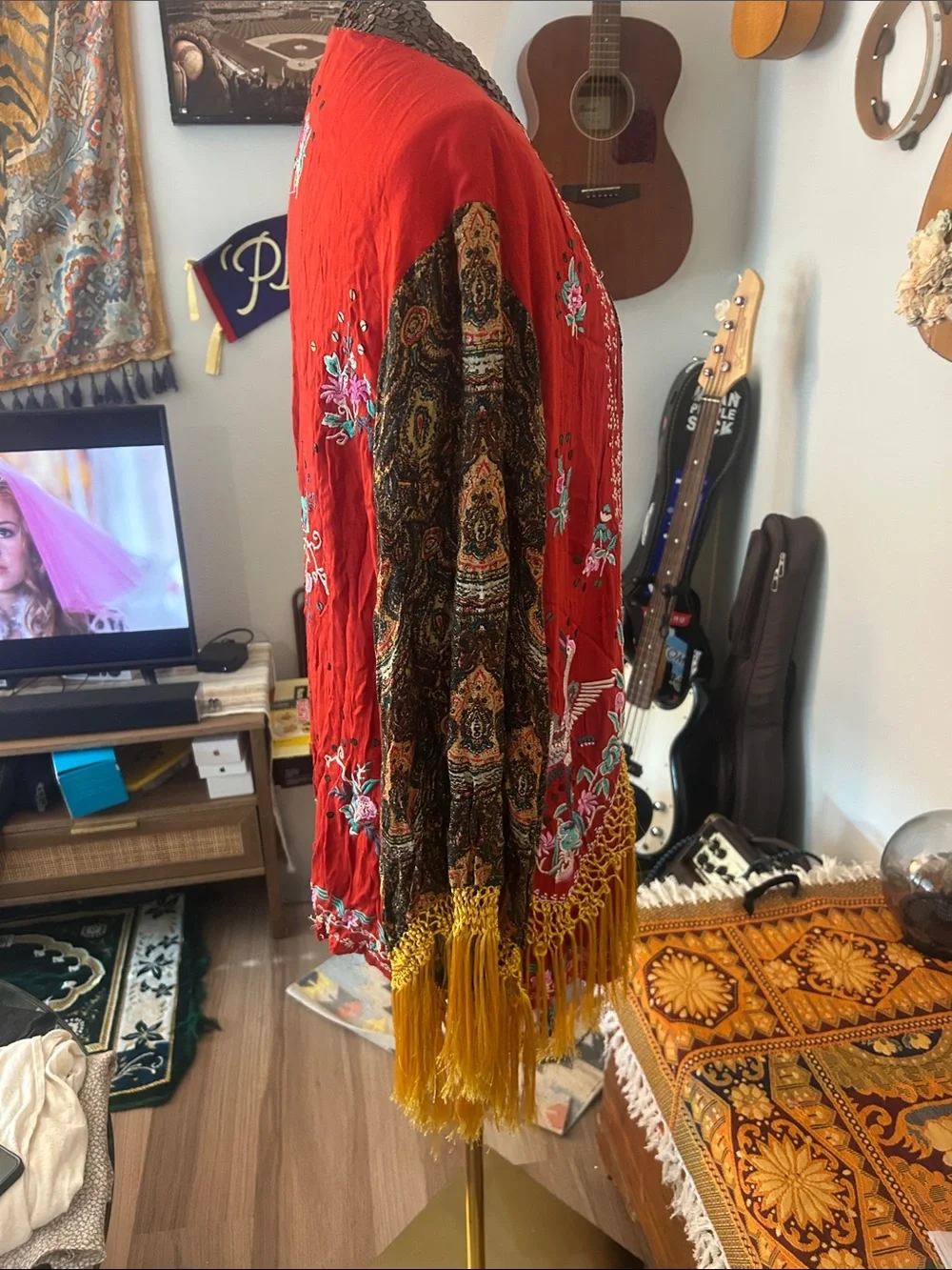 Free People Embroidered Fringe Kimono